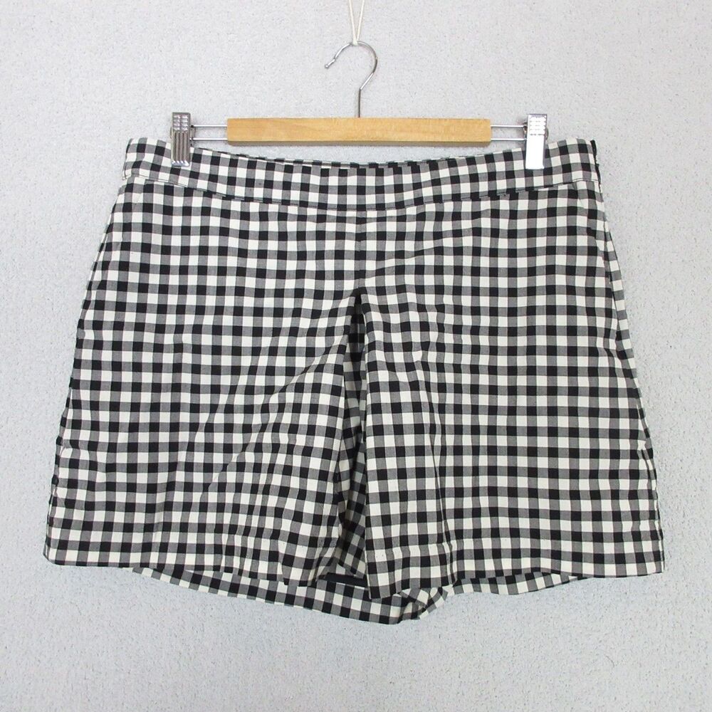 Madewell Shorts Womens 12 Black White Gingham Wool Blend Stretch Classic
